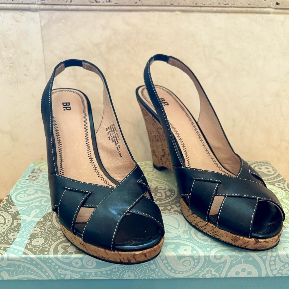 Black Wedge Sandals for Women